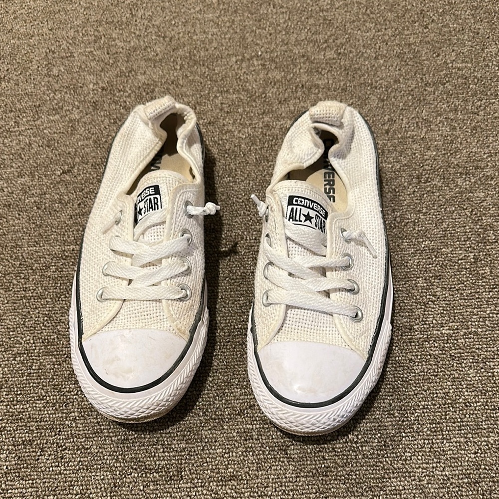 Converse White Canvas Sneakers with Rubber Toe Cap